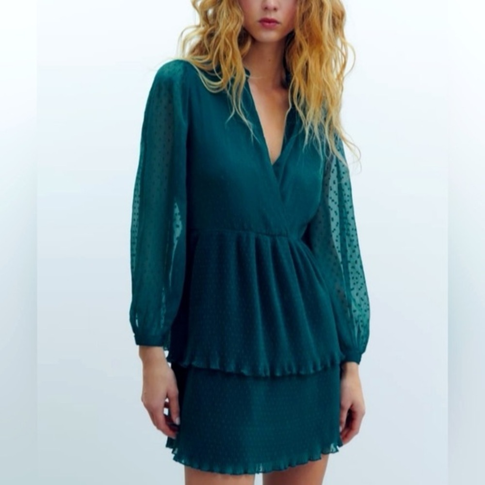 Zara Teal Long Sleeve Dress